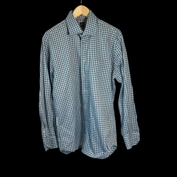 Peter Millar NWOT Blue/Purple Plaid Turkish Cotton Button Down Shirt Sz L - Picture 1 of 9
